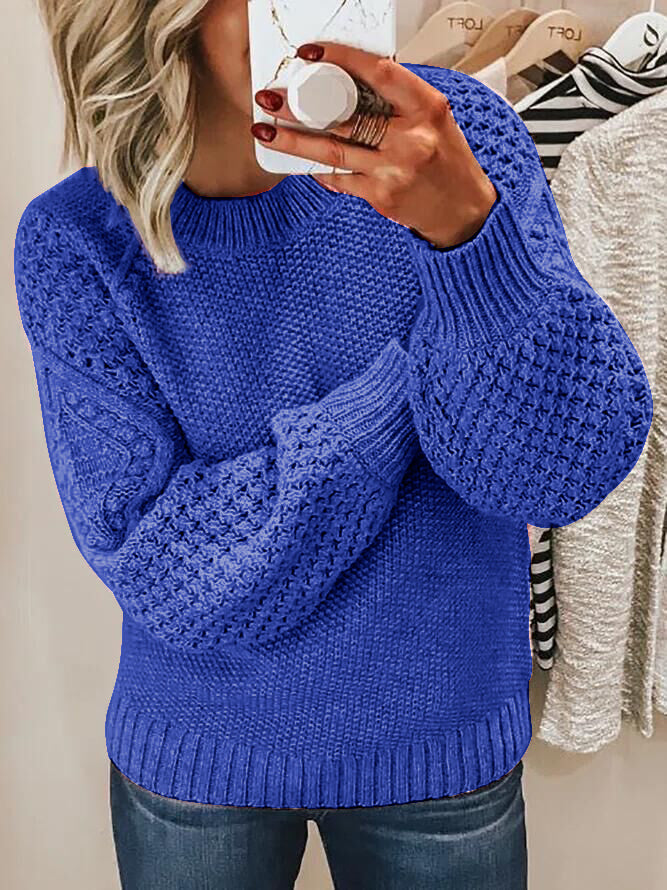 Crew Neck Jacquard Knit Sweater
