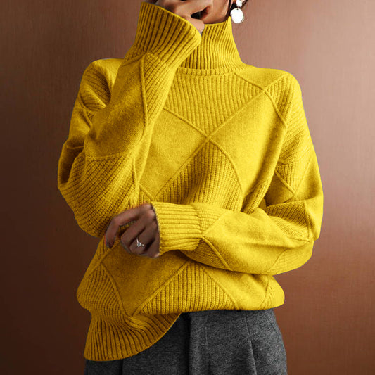 Turtleneck Loose Diamond Long-Sleeved Winter Sweater