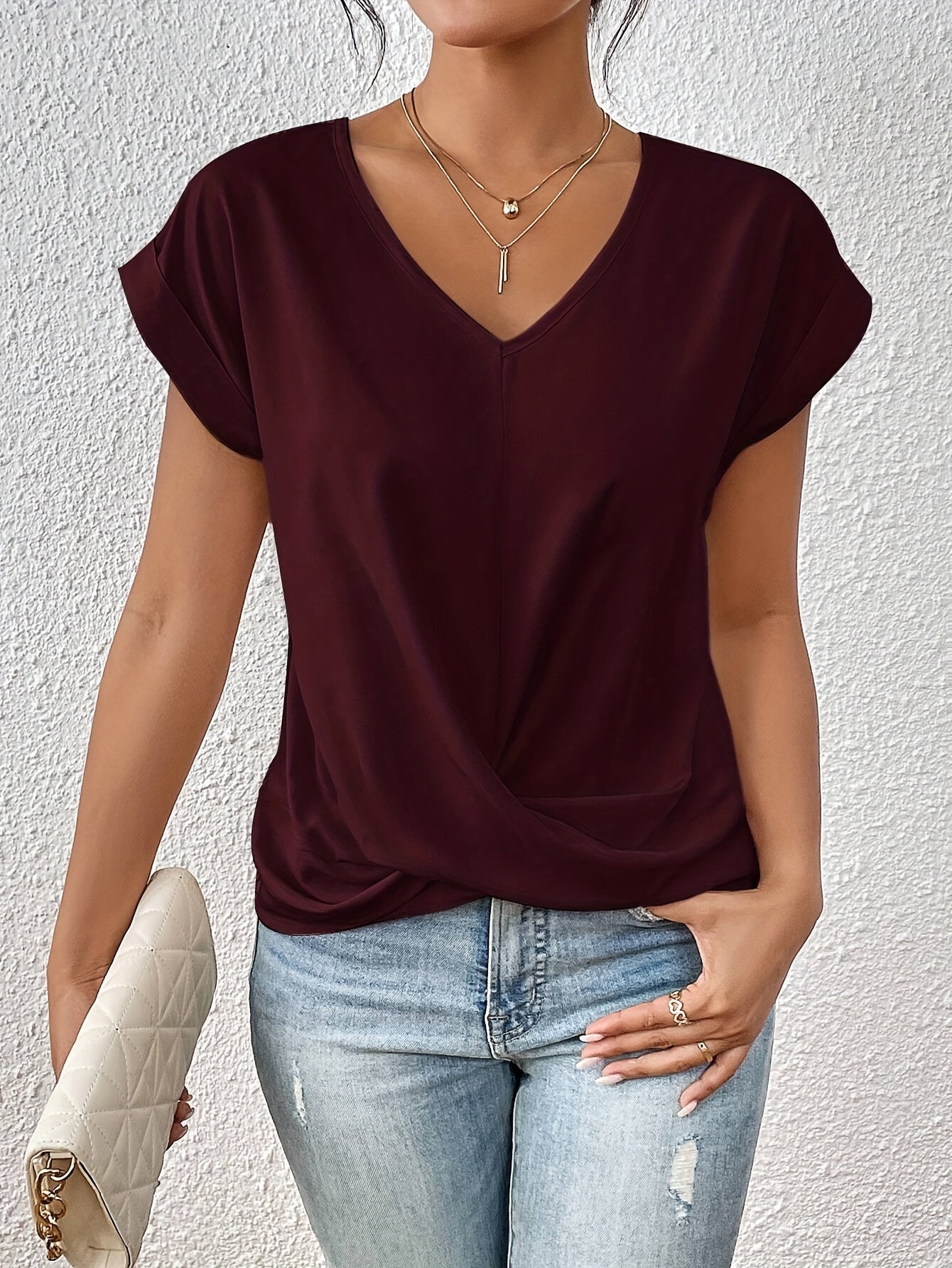 Cleo | Casual T-shirt with V-Neck (1+1 Free)