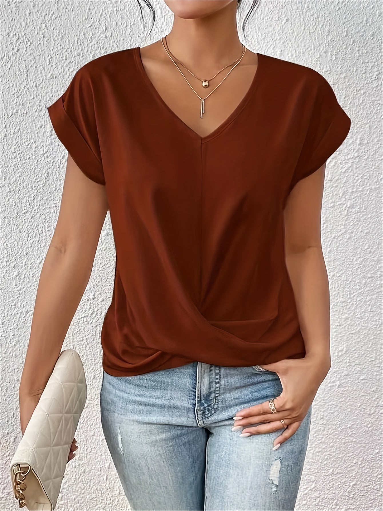 Cleo | Casual T-shirt with V-Neck (1+1 Free)