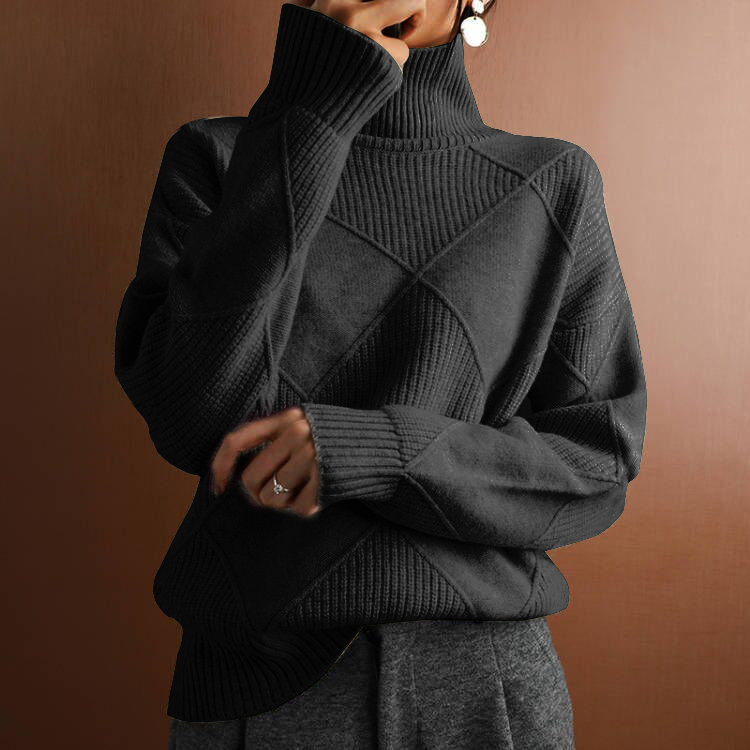 Turtleneck Loose Diamond Long-Sleeved Winter Sweater