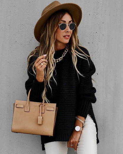 Side Split Knitted Sweater Top