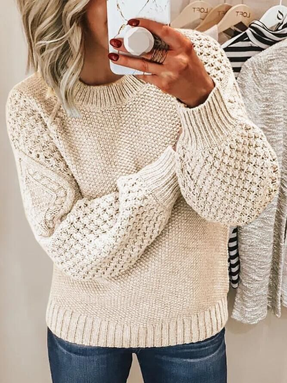 Crew Neck Jacquard Knit Sweater