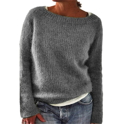 Casual Solid Colour Soft Crew-neck Sweater