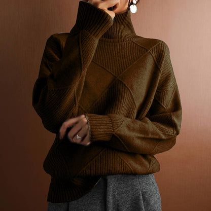 Turtleneck Loose Diamond Long-Sleeved Winter Sweater