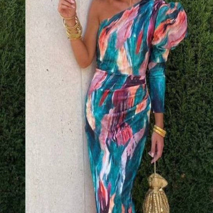 Yllana | Midi Dress with One Shoulder Lilac