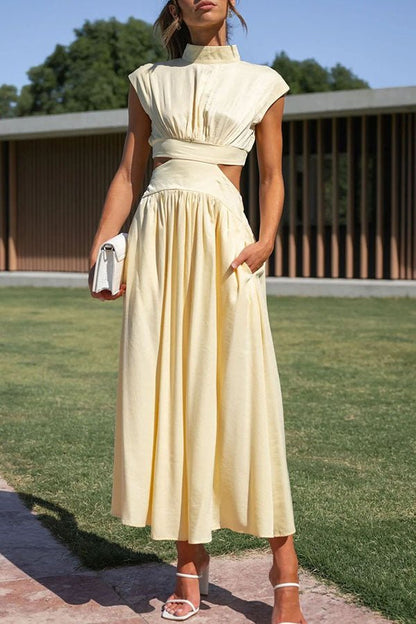 Quincy | Midi Dress with Cut-Out and Pockets