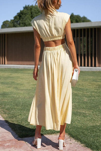 Quincy | Midi Dress with Cut-Out and Pockets