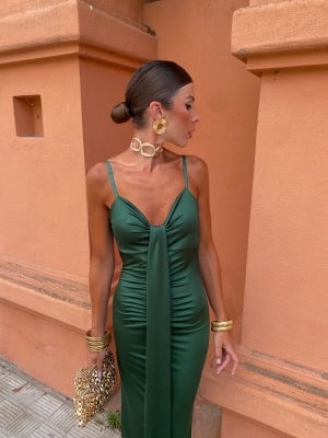 Penelope | Satin Dress with Knot Detail