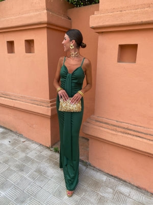 Penelope | Satin Dress with Knot Detail