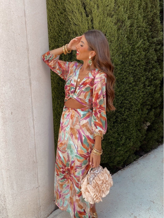 Carina | Midi Dress with Abstract Print