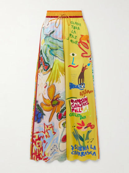 Linen blend unique print shirt and elasticated waistband pocket trousers set